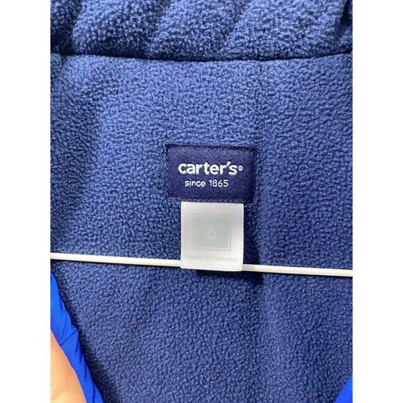 Carter’s Blue Puffer Vest Full Zip Youth Logo Fleece Lined EUC Size 6 Warm - Picture 6 of 8